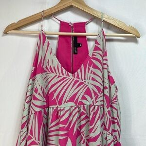 🪽 Gibson pink and gray palm print sleeveless maxi dress